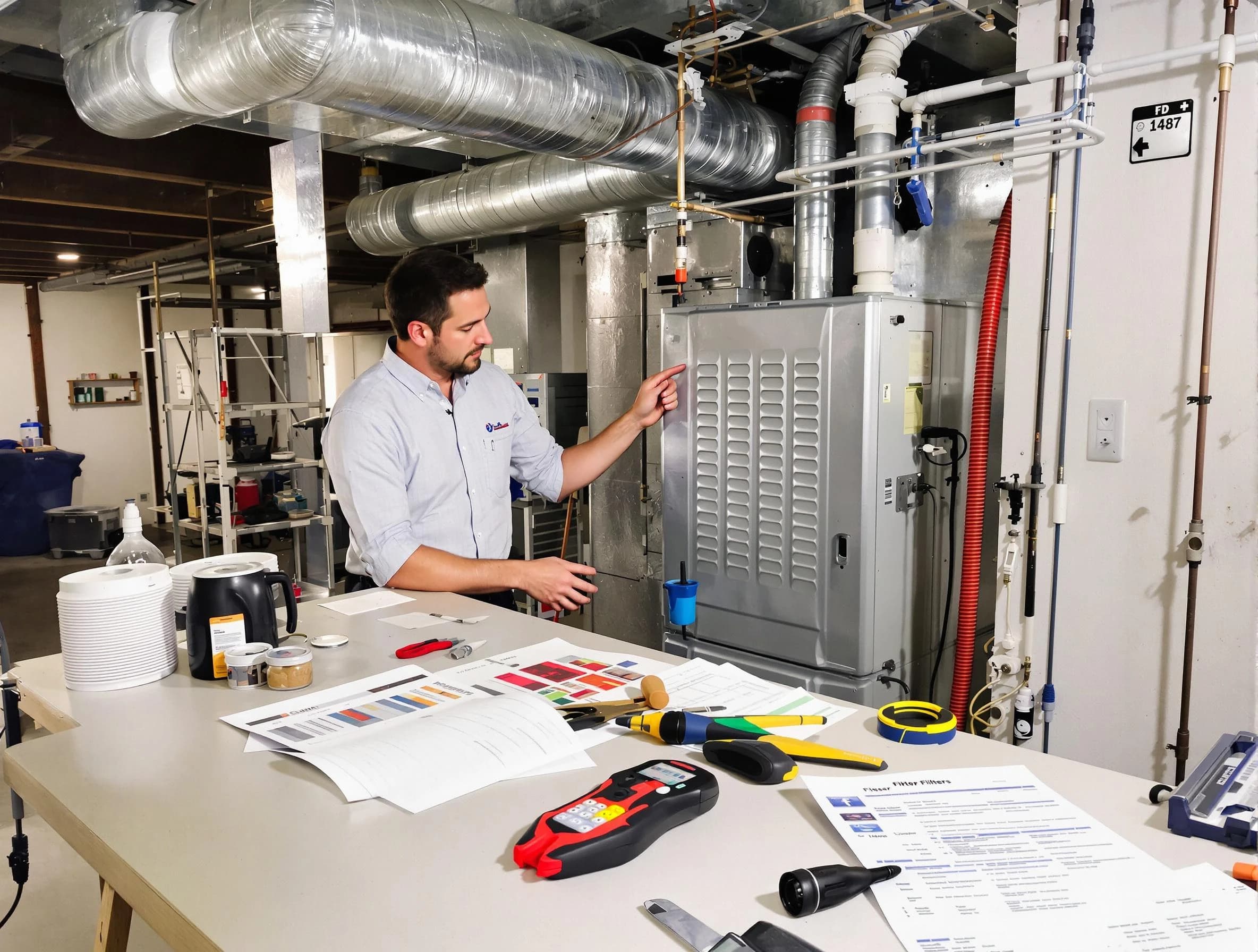 Alabaster Air Duct Cleaning inspector conducting detailed filter system evaluation using professional diagnostic tools in Alabaster