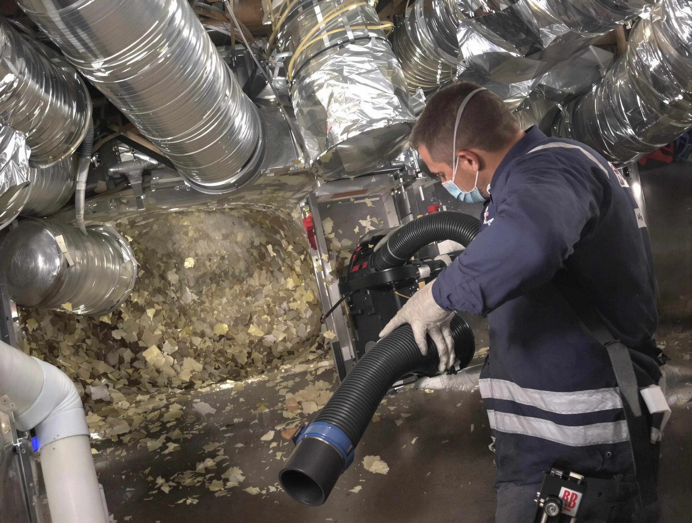 Alabaster Air Duct Cleaning specialist operating negative pressure cleaning equipment for thorough duct maintenance in Alabaster