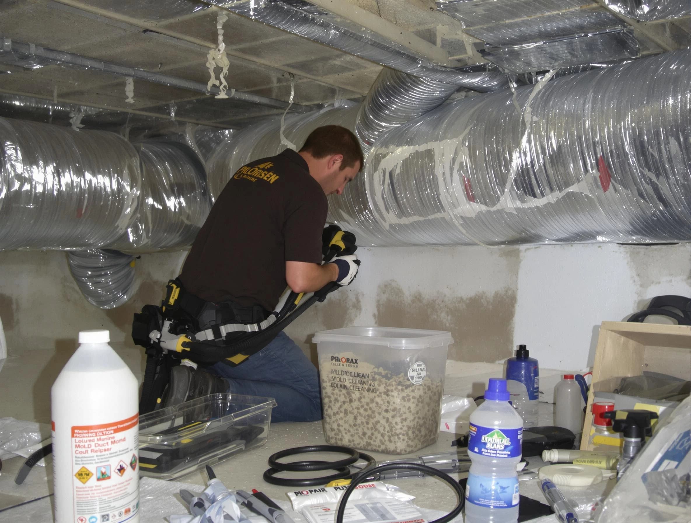 Alabaster Air Duct Cleaning specialist performing professional mold removal from air ducts in Alabaster
