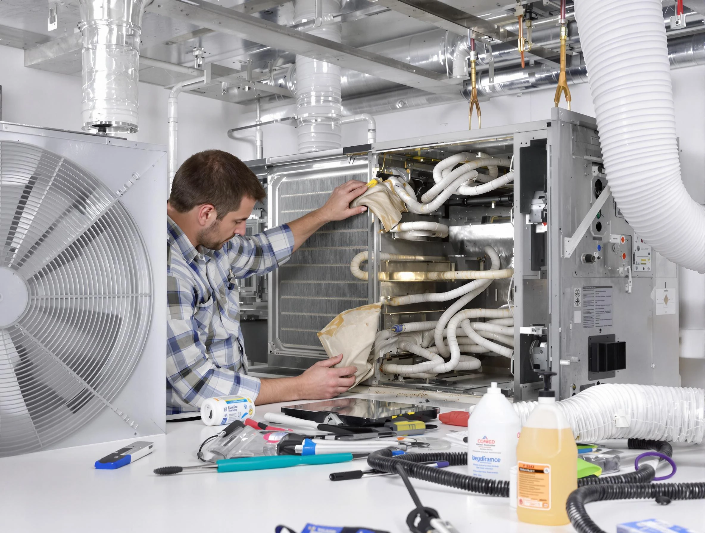 Alabaster Air Duct Cleaning specialist performing precision AC coil cleaning in Alabaster