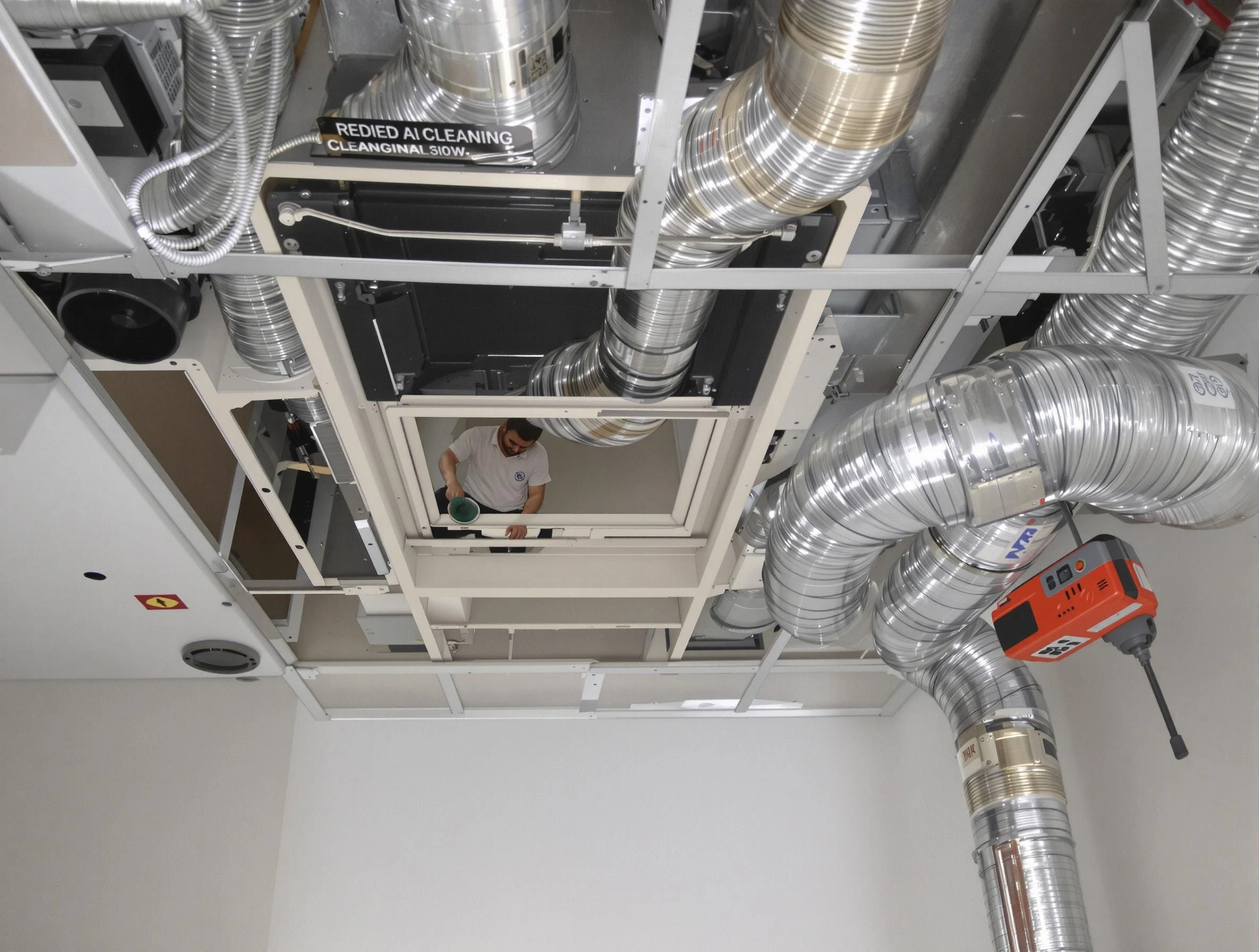 Alabaster Air Duct Cleaning technician performing detailed central duct system cleaning in Alabaster